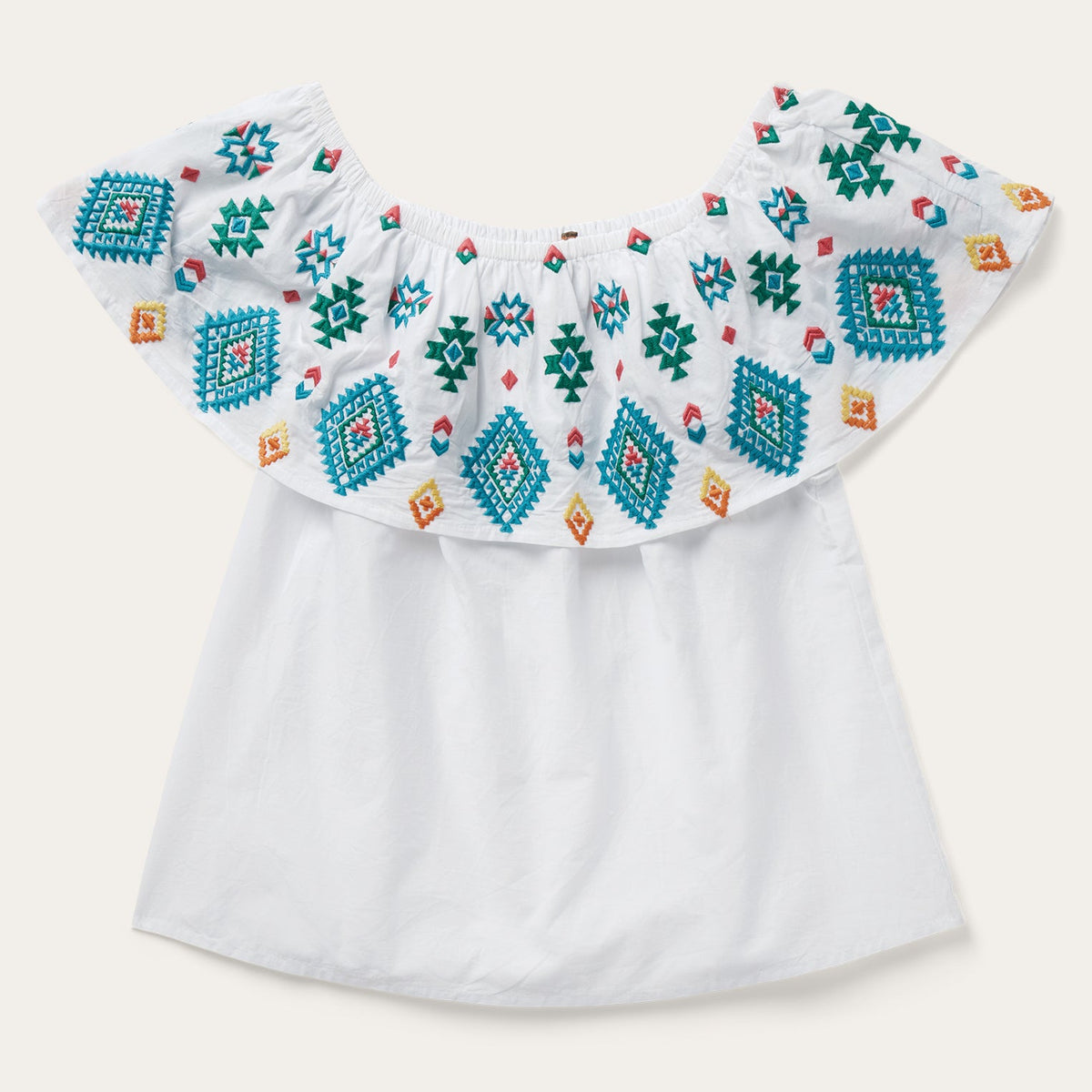 Bright Schiffli Embroidered White Cotton Lawn Blouse White | Stetson Women