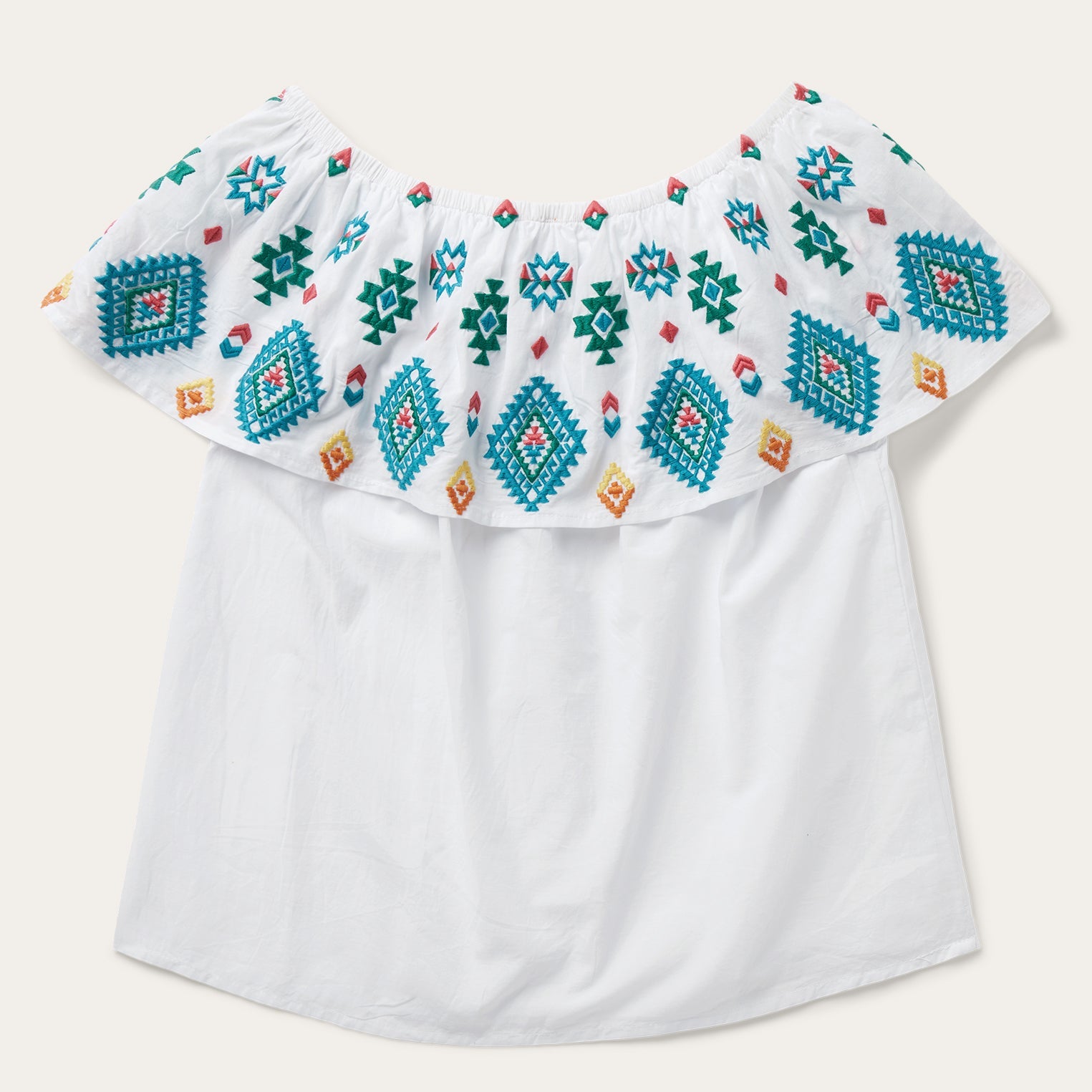 Bright Schiffli Embroidered White Cotton Lawn Blouse White | Stetson Women
