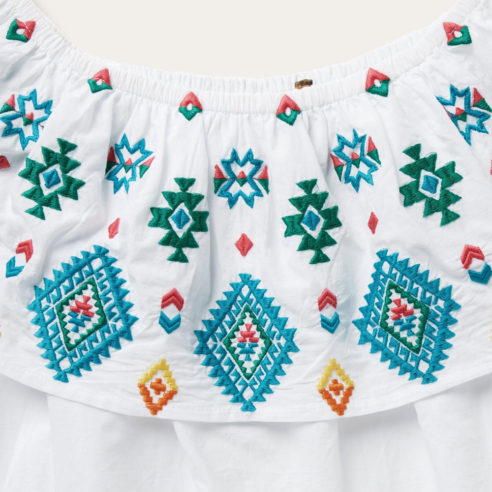 Bright Schiffli Embroidered White Cotton Lawn Blouse White | Stetson Women