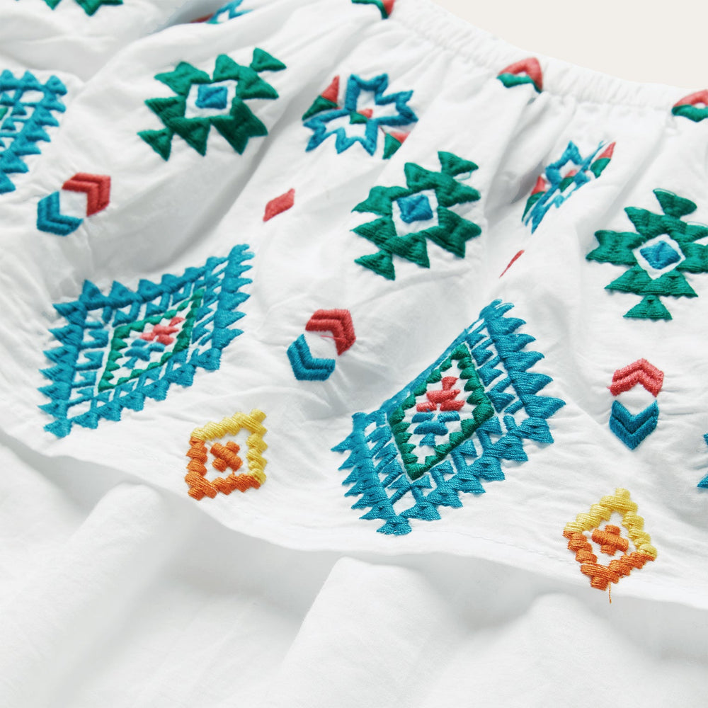 Bright Schiffli Embroidered White Cotton Lawn Blouse White | Stetson Women