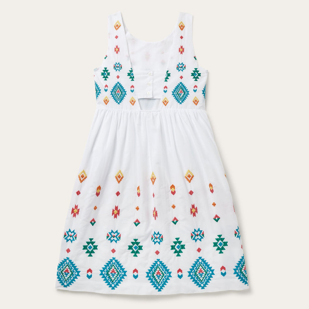 Bright Schiffli Embroidered White Cotton Lawn Dress White | Stetson Women