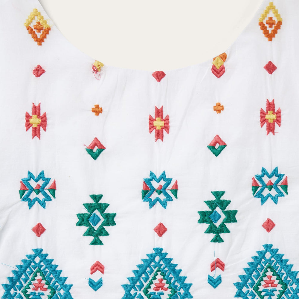 Bright Schiffli Embroidered White Cotton Lawn Dress White | Stetson Women