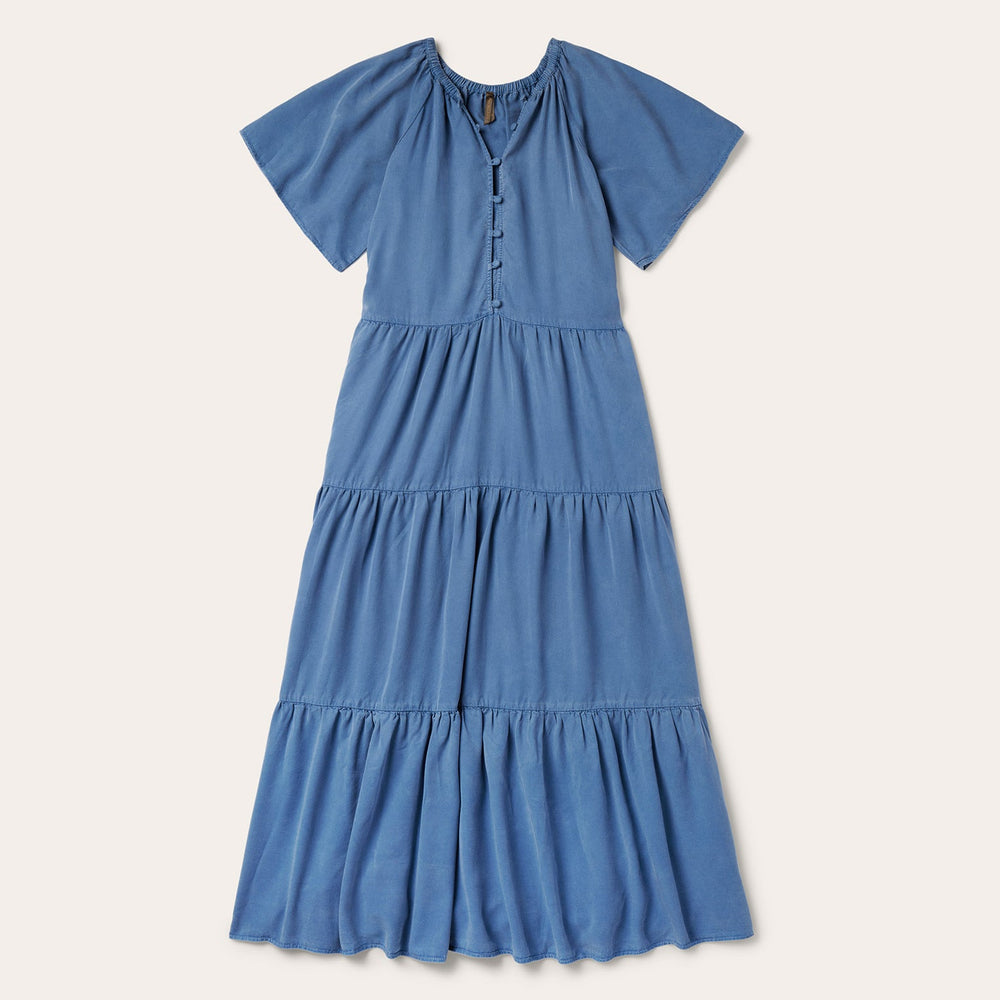 Denim Long Three Tiered Dress Blue | Stetson Women