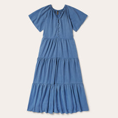 Denim Long Three Tiered Dress Blue | Stetson Women