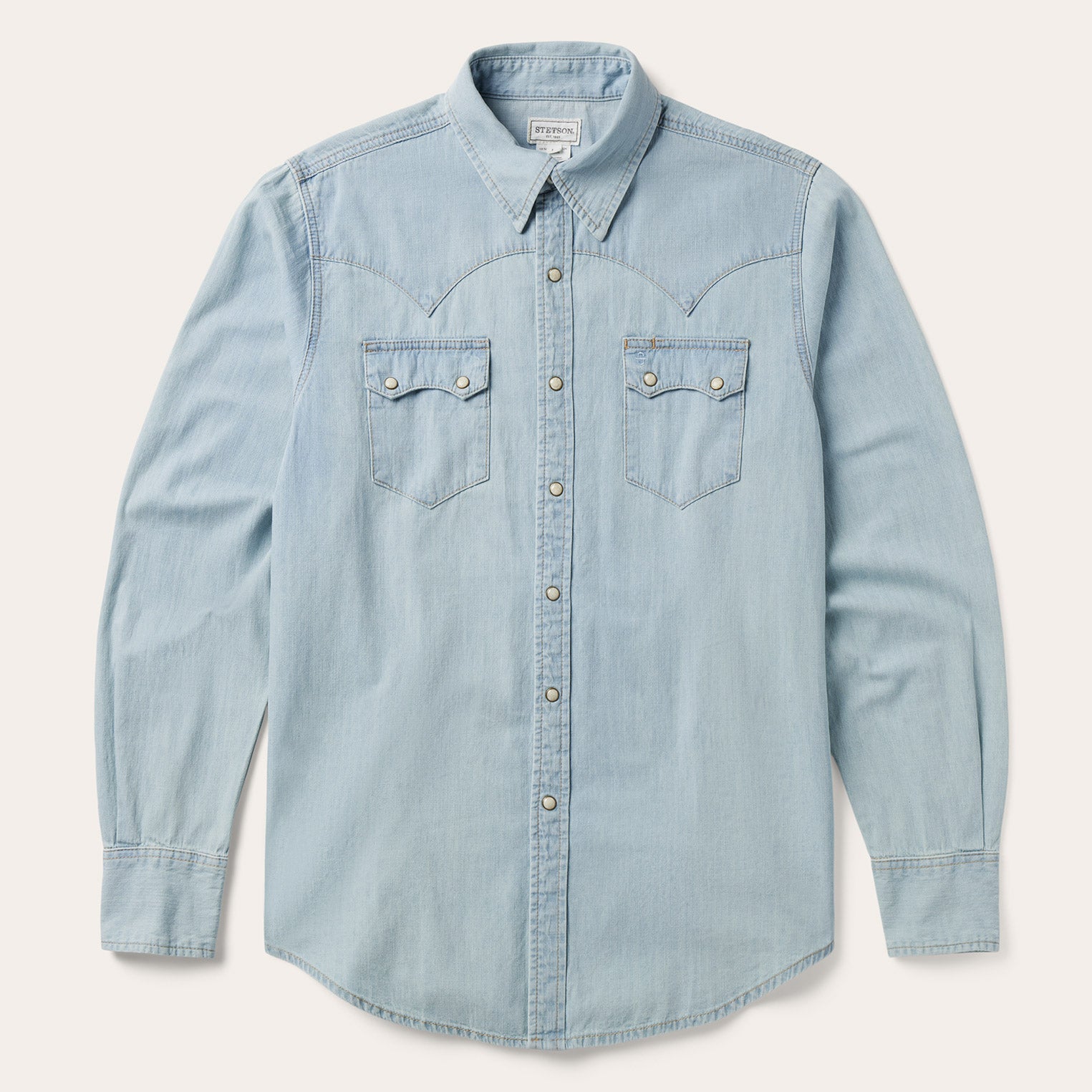 Light Blue Denim Western Shirt Blue | Stetson Men