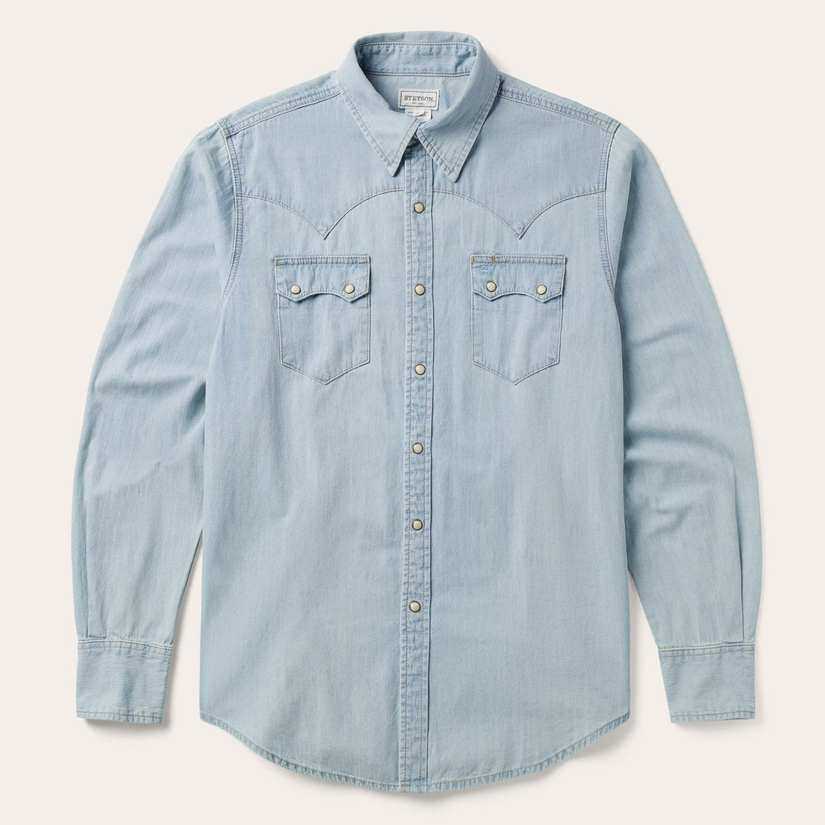 Light Blue Denim Western Shirt Blue | Stetson Men