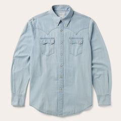 Light Blue Denim Western Shirt Blue | Stetson Men