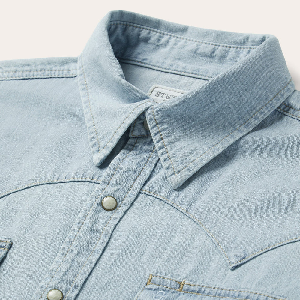 Light Blue Denim Western Shirt Blue | Stetson Men