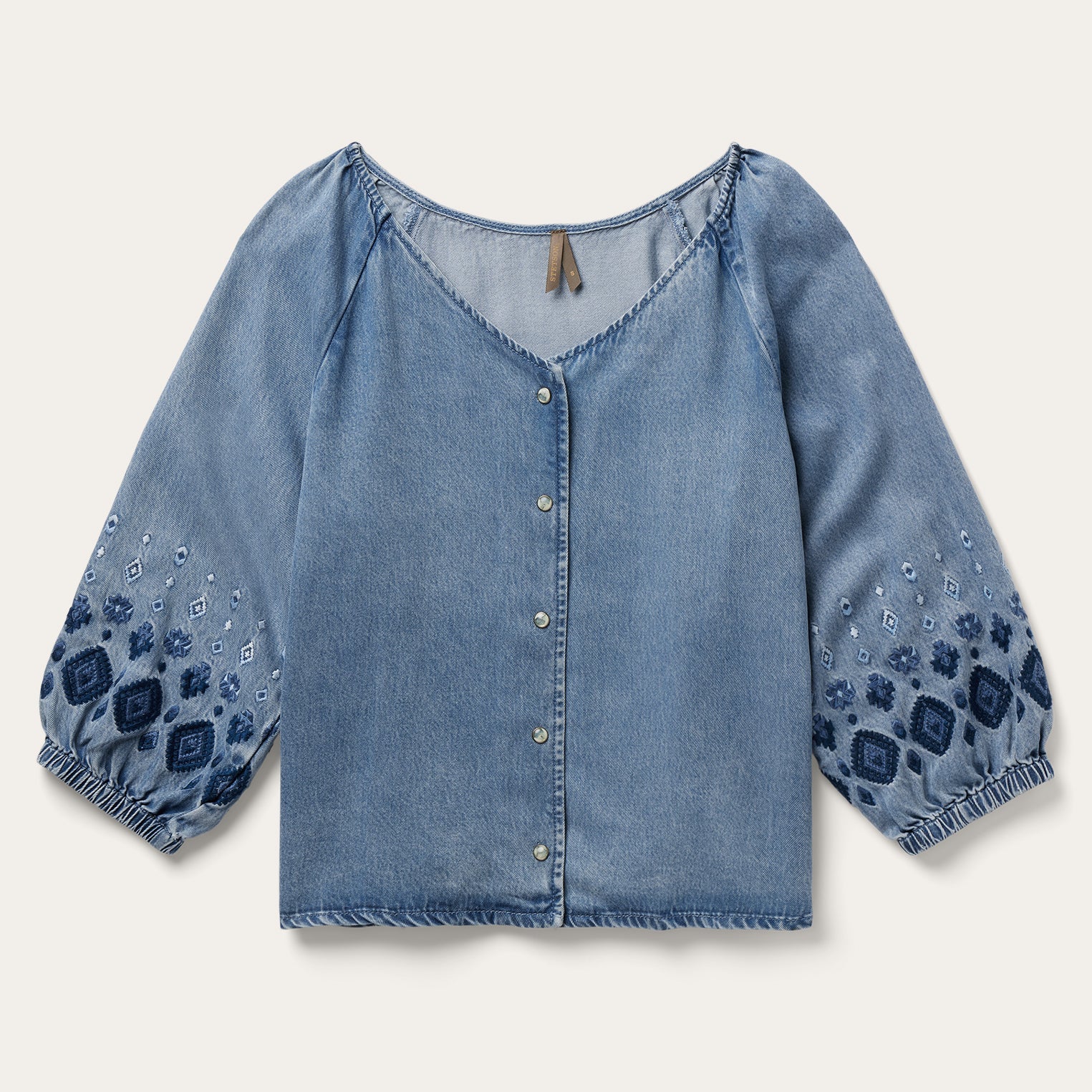 Denim Snap Front Blouse Blue | Stetson Women