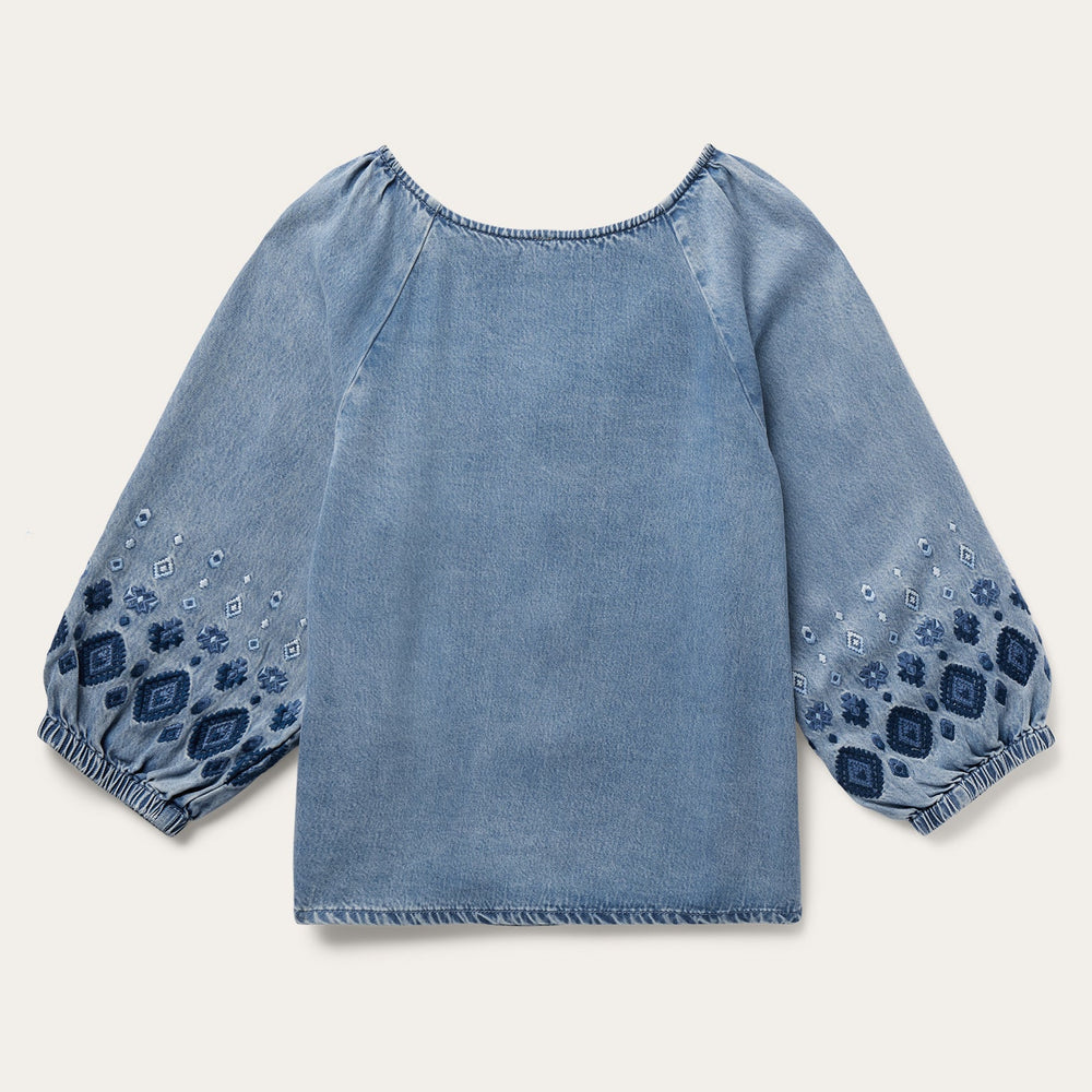 Denim Snap Front Blouse Blue | Stetson Women