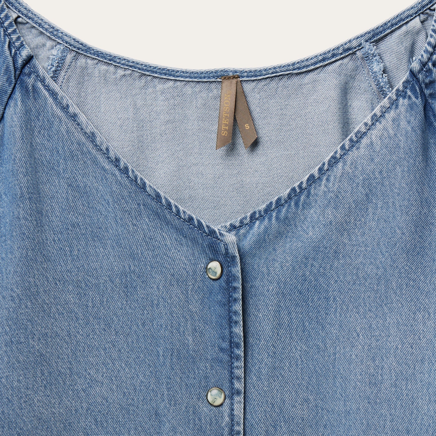 Denim Snap Front Blouse Blue | Stetson Women