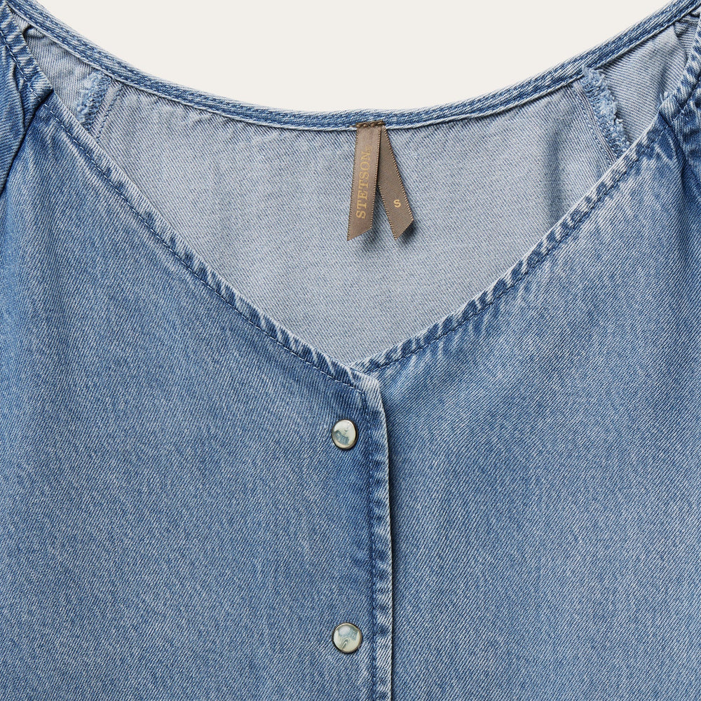 Denim Snap Front Blouse Blue | Stetson Women