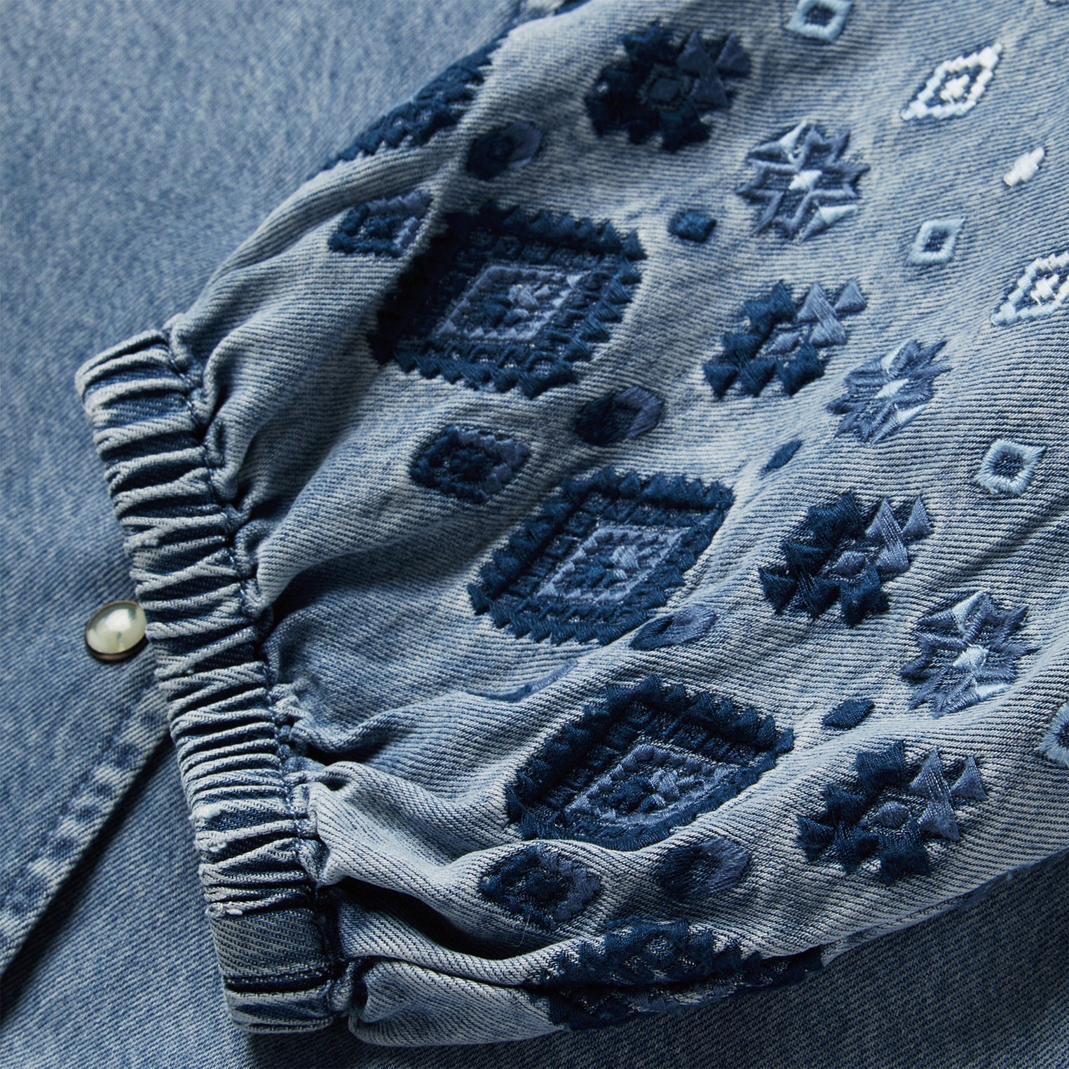 Denim Snap Front Blouse Blue | Stetson Women