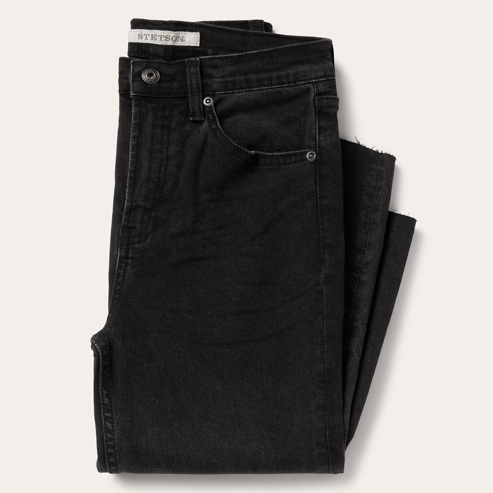 915 High Rise Straight Fit Crop Jeans Black | Stetson Women
