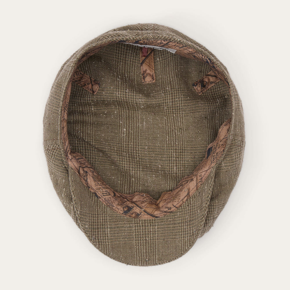 Glen Check Linen/Silk Kent Cap Olive Check | Stetson Hats