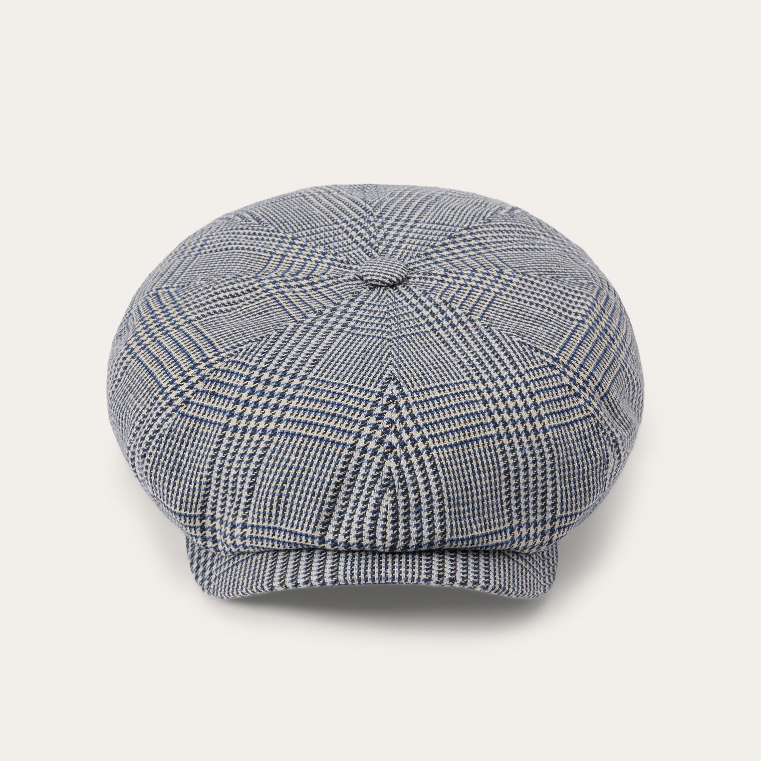 Glen Check Silk/Cotton 8-Panel Cap Blue Check | Stetson Hats