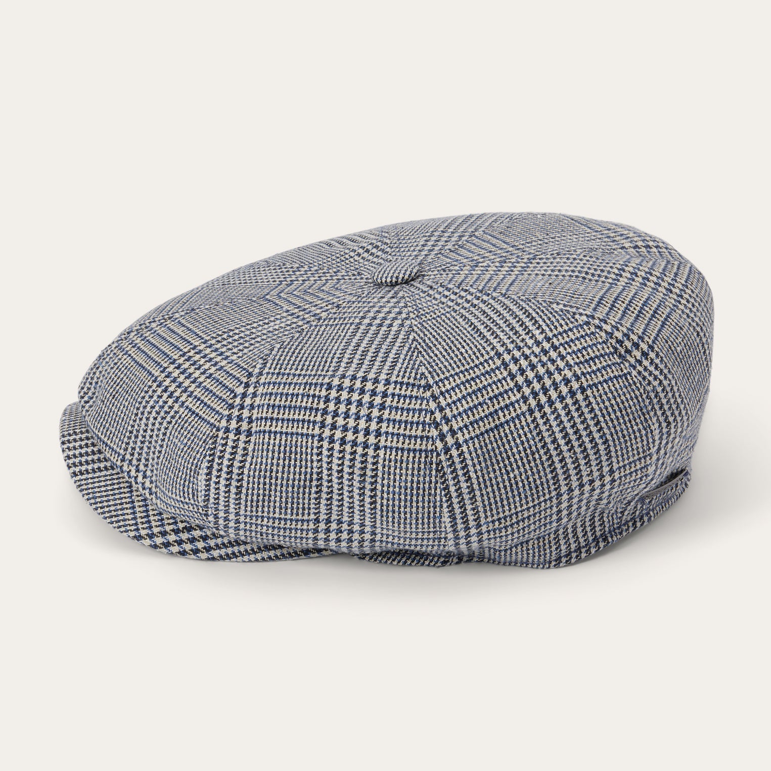 Glen Check Silk/Cotton 8-Panel Cap Blue Check | Stetson Hats