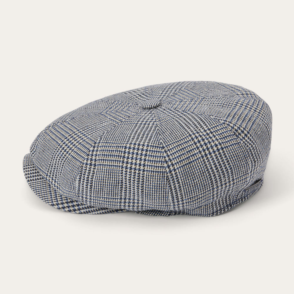 Glen Check Silk/Cotton 8-Panel Cap Blue Check | Stetson Hats
