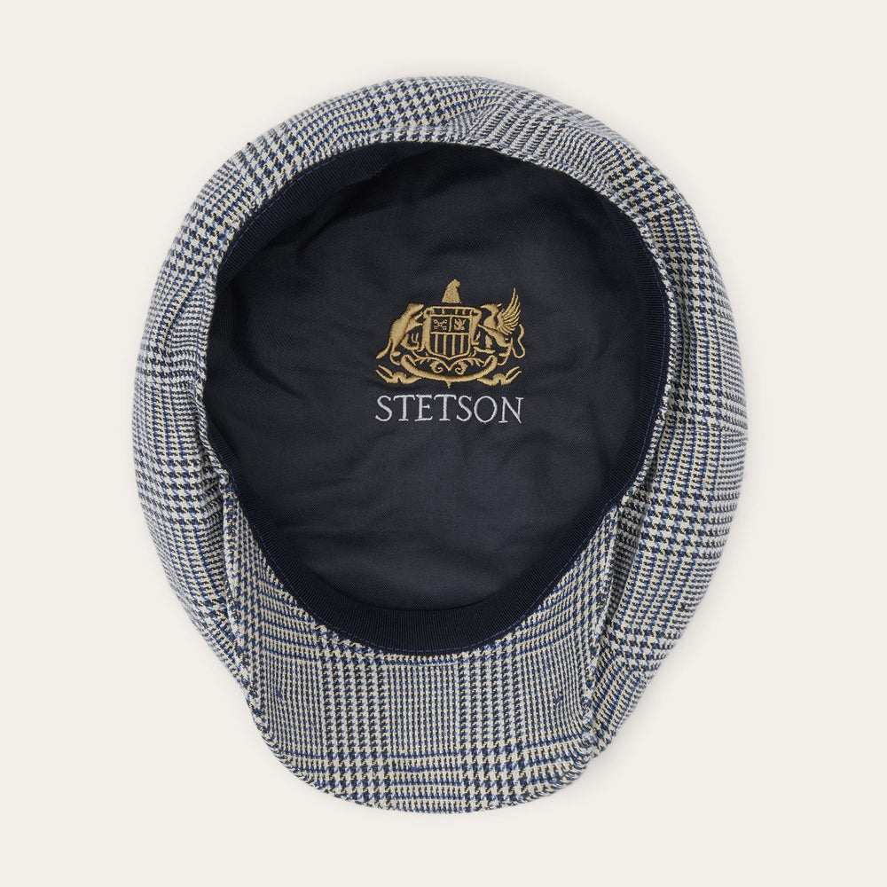 Glen Check Silk/Cotton 8-Panel Cap Blue Check | Stetson Hats