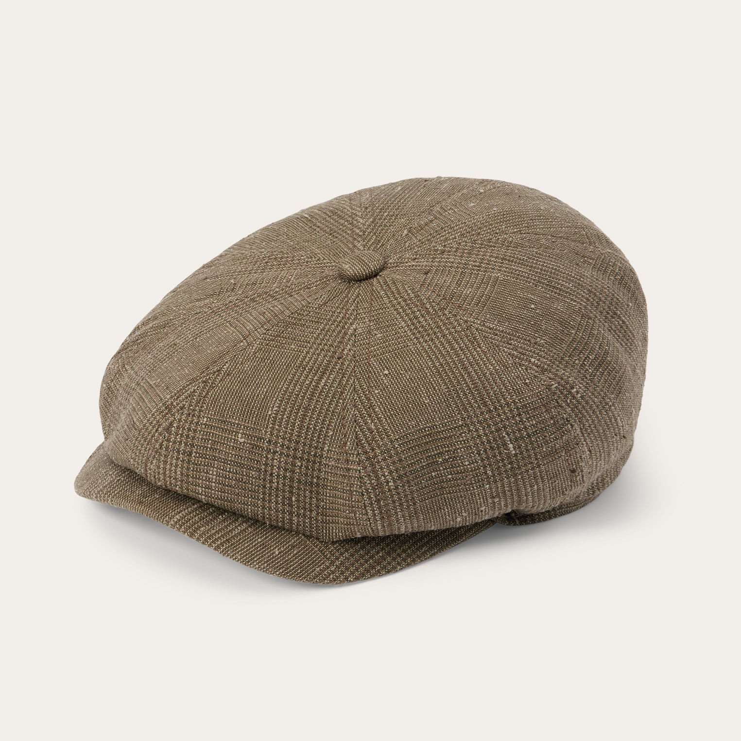 Glen Check Linen/Silk Hatteras Cap Olive Check | Stetson Hats
