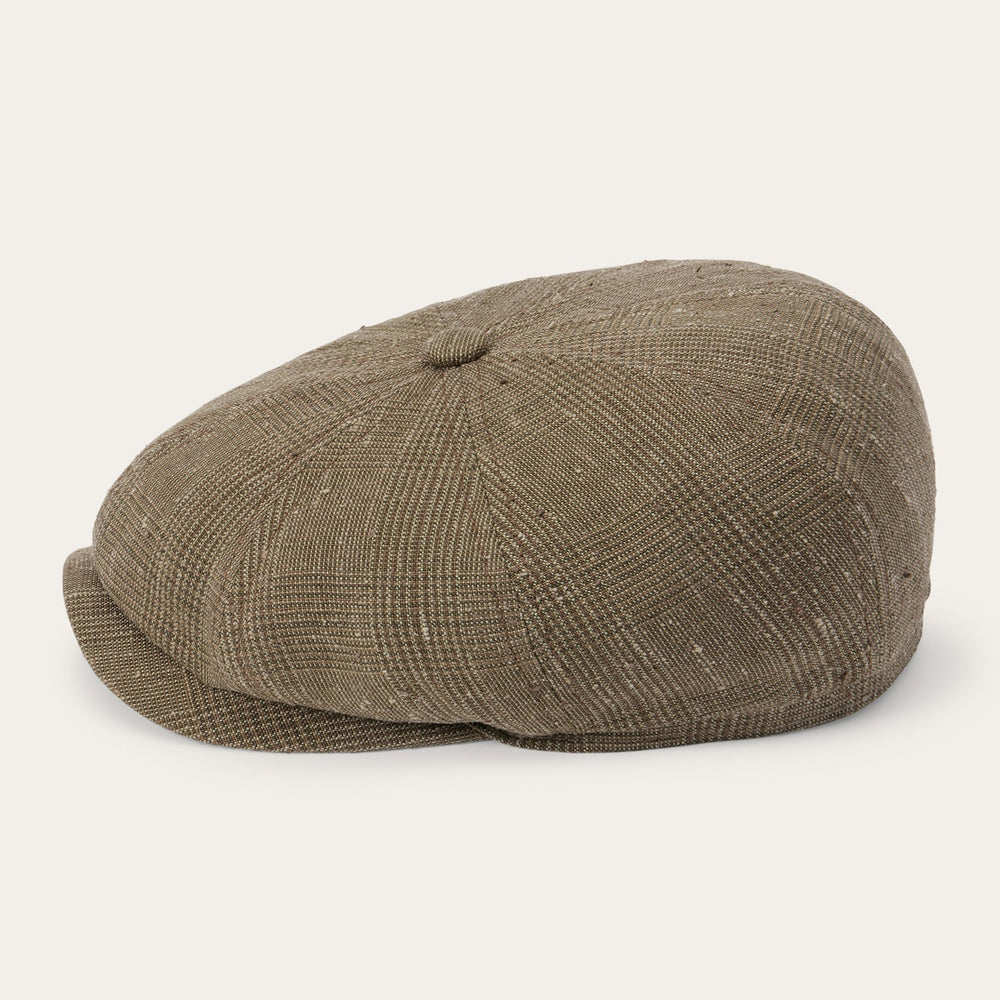 Glen Check Linen/Silk Hatteras Cap Olive Check | Stetson Hats