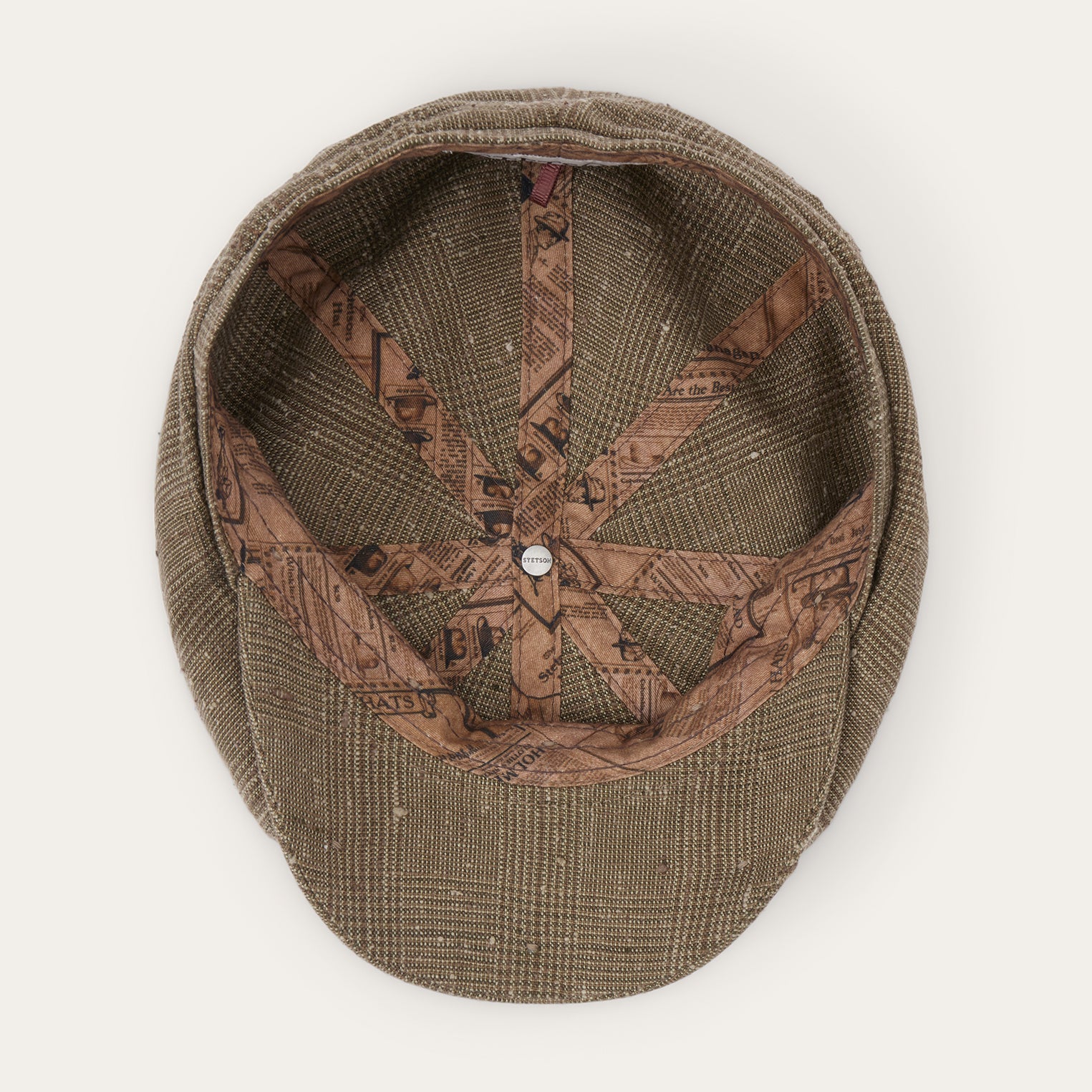 Glen Check Linen/Silk Hatteras Cap Olive Check | Stetson Hats