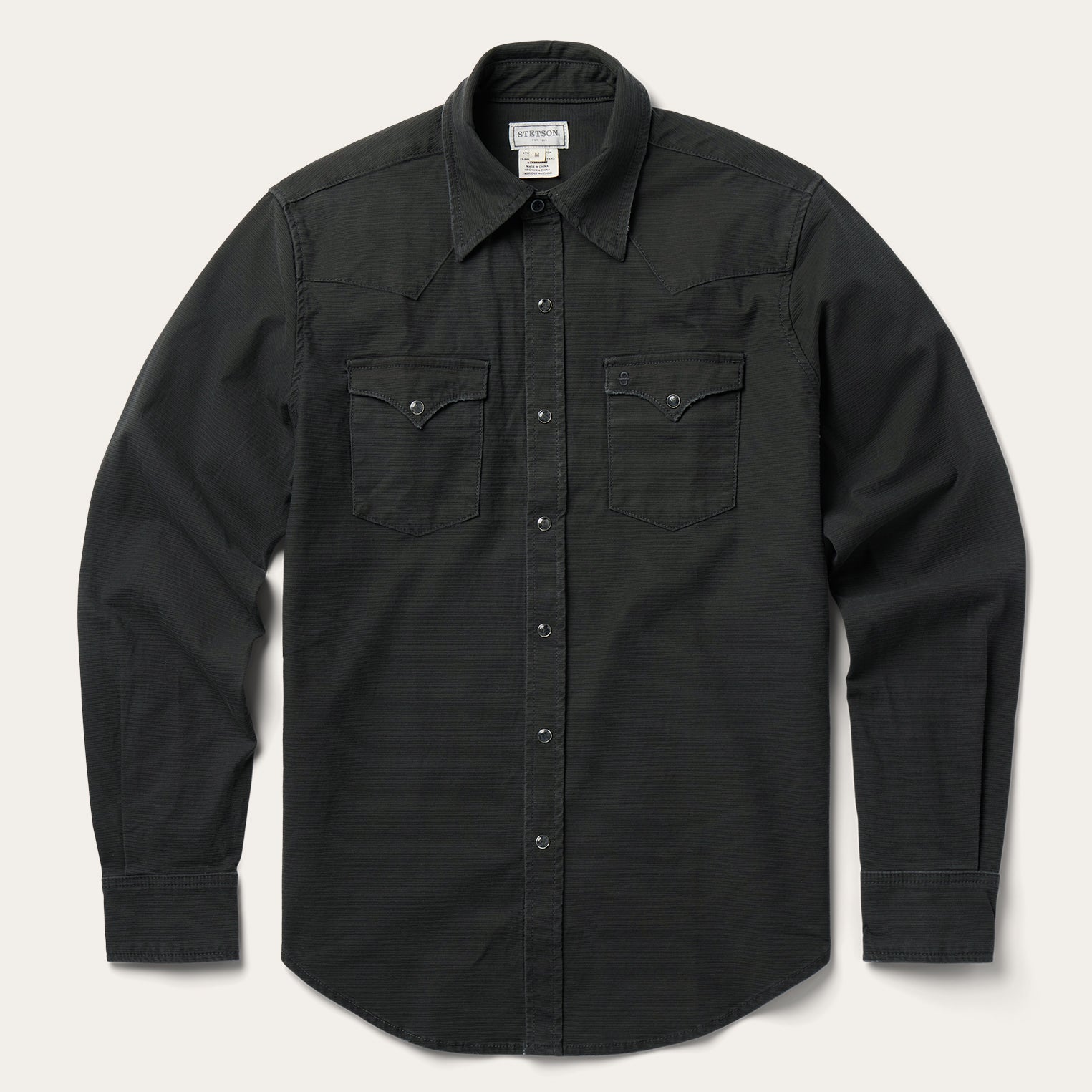 Charcoal Corded Denim Shirt Grey | Stetson Men