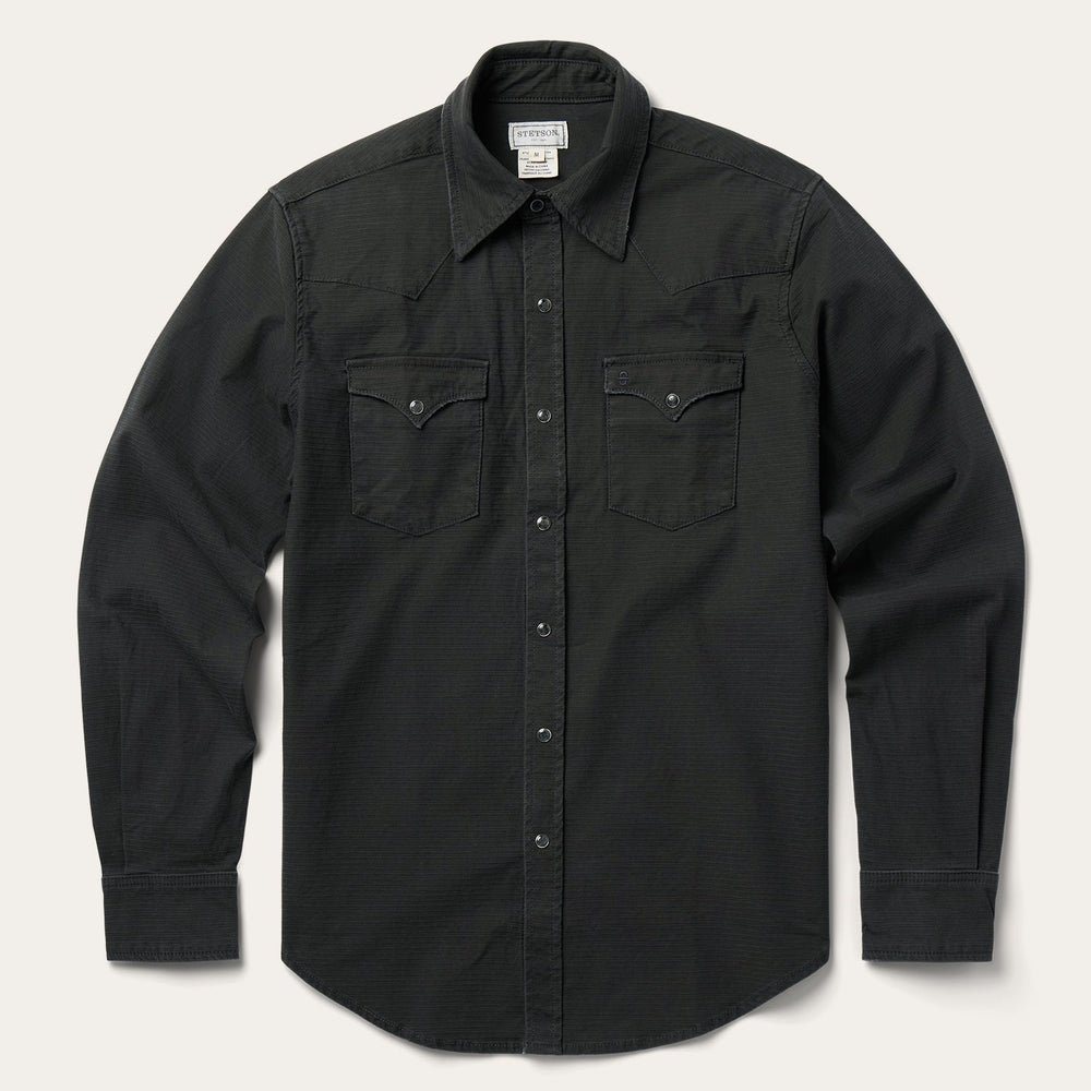Charcoal Corded Denim Shirt Grey | Stetson Men