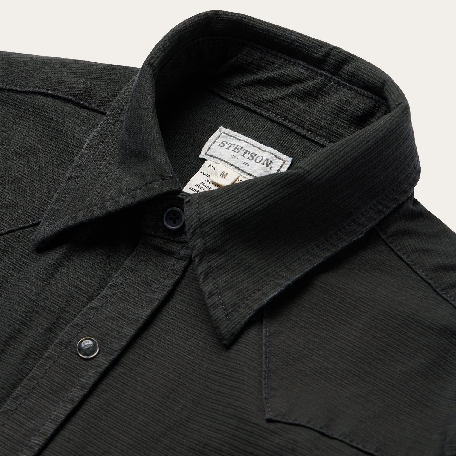 Charcoal Corded Denim Shirt Grey | Stetson Men
