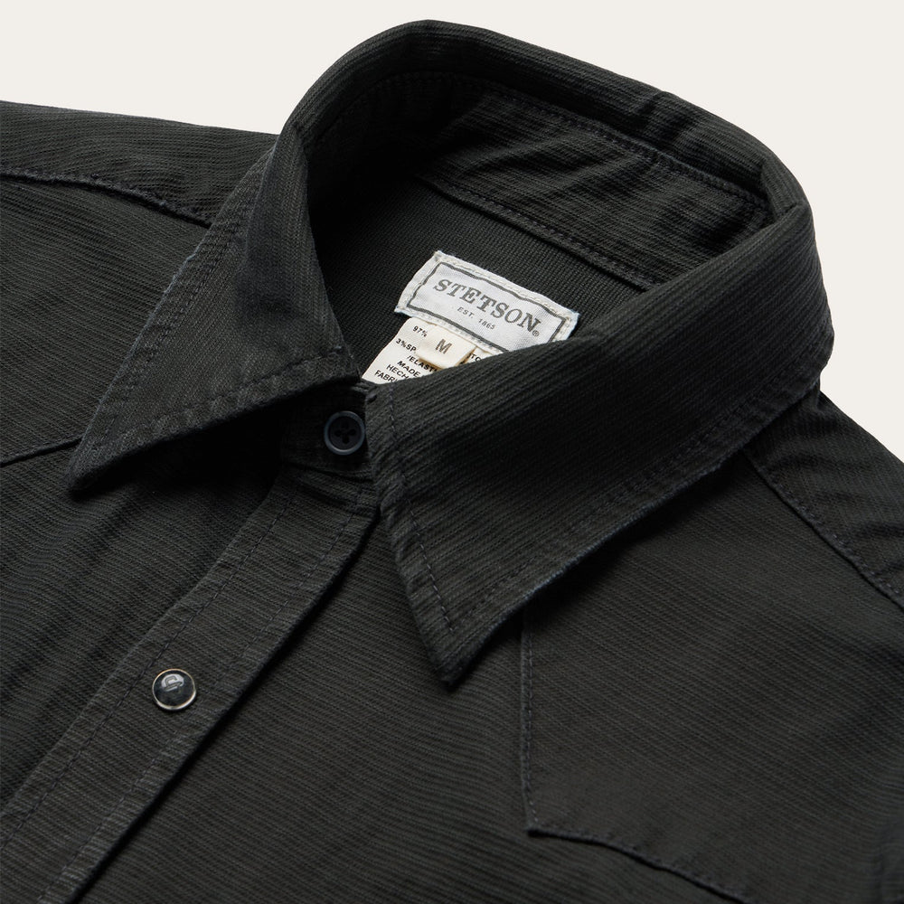 Charcoal Corded Denim Shirt Grey | Stetson Men