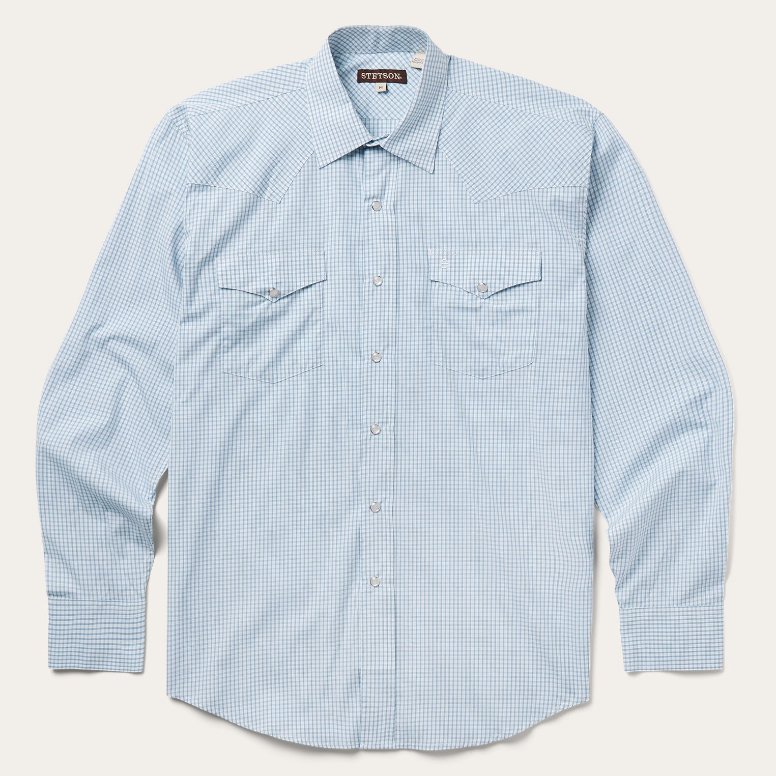 Two Stripe Check Western Shirt Blue | Stetson Men