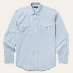 Two Stripe Check Western Shirt Blue | Stetson Men
