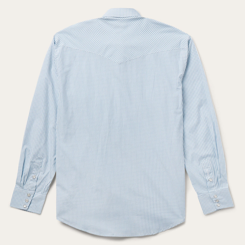 Two Stripe Check Western Shirt Blue | Stetson Men
