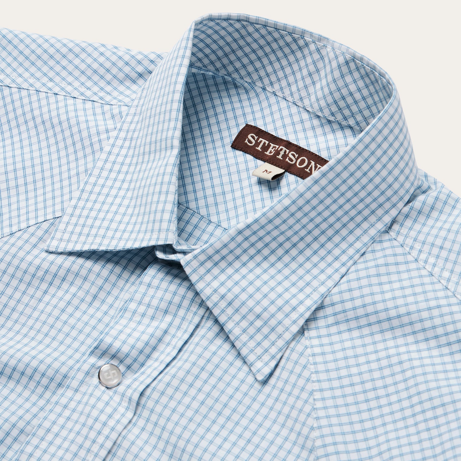 Two Stripe Check Western Shirt Blue | Stetson Men