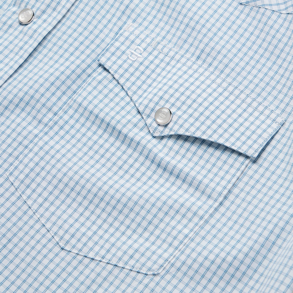 Two Stripe Check Western Shirt Blue | Stetson Men