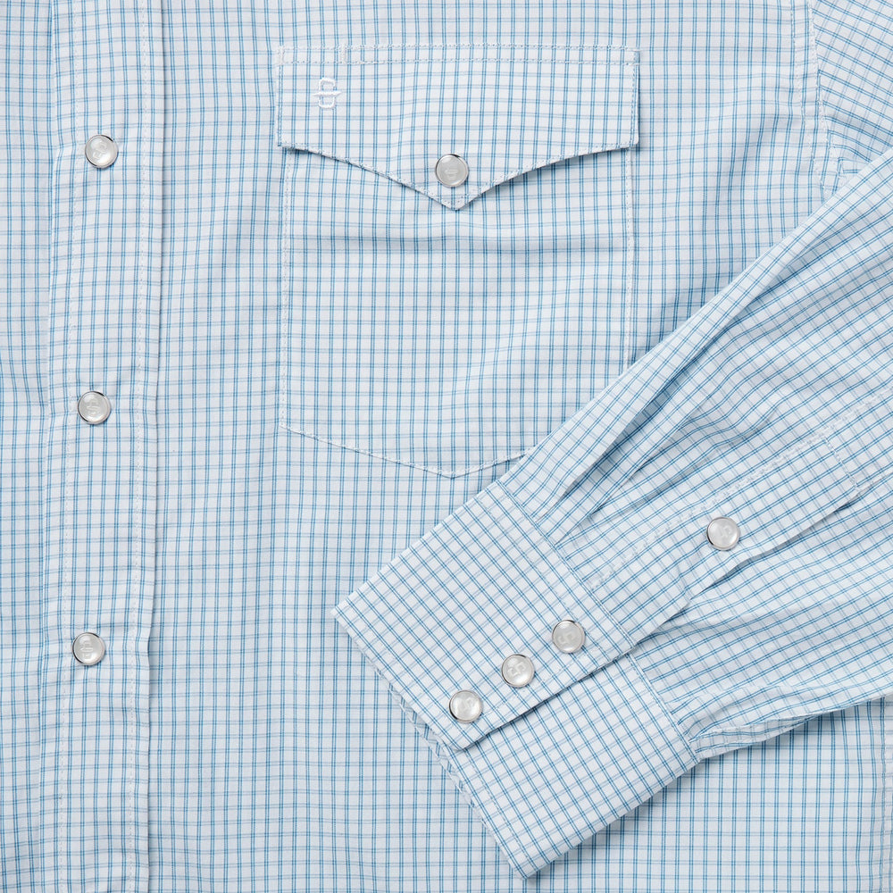 Two Stripe Check Western Shirt Blue | Stetson Men