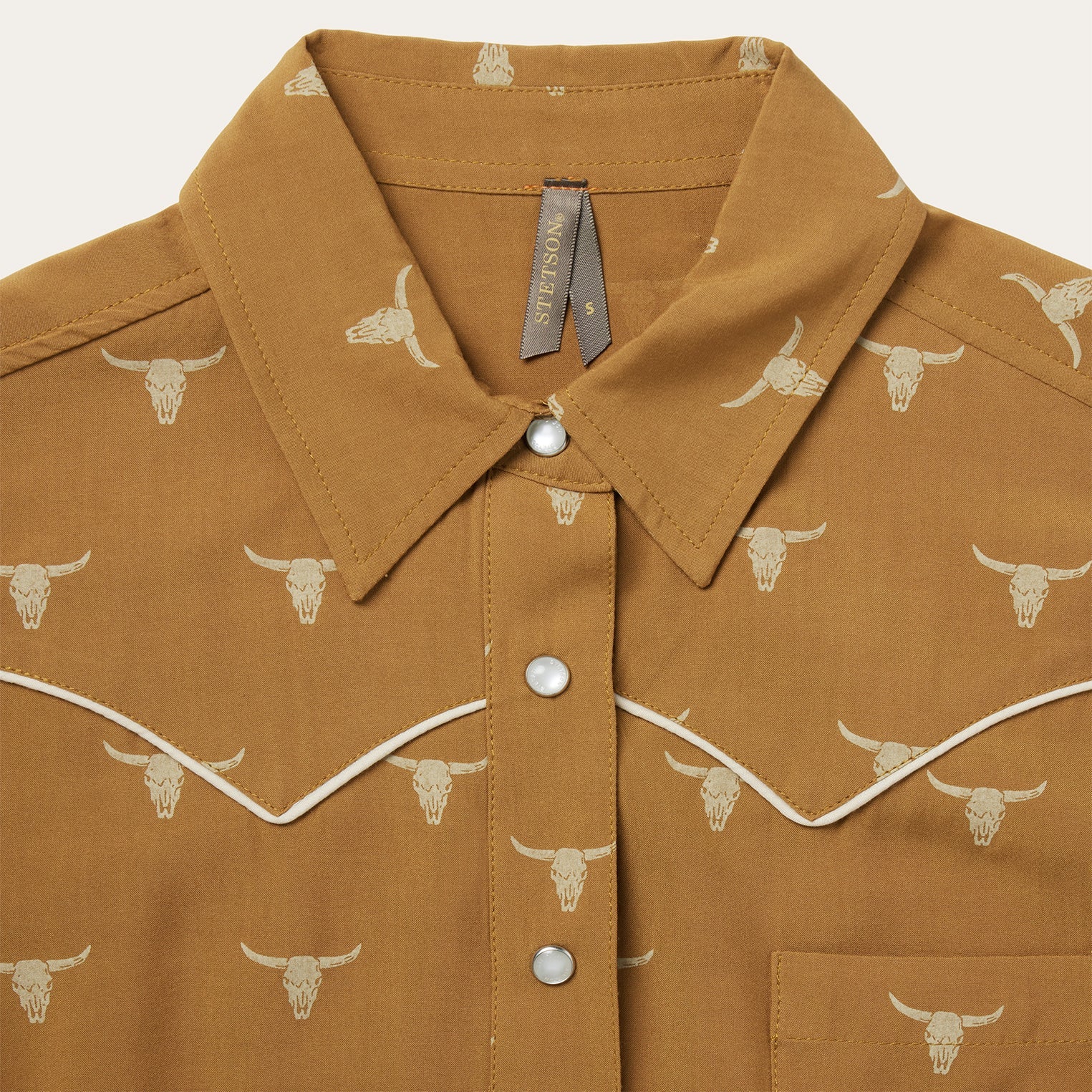 Mojave Longhorn Print Snap Western Shirt Brown | Stetson Women
