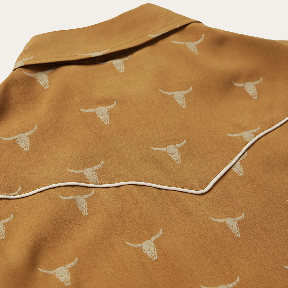 Mojave Longhorn Print Snap Western Shirt Brown | Stetson Women