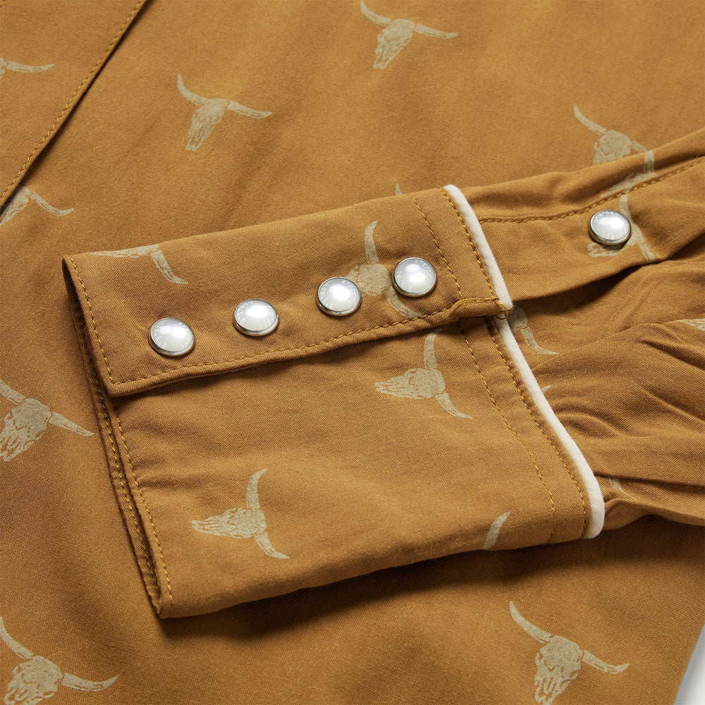 Mojave Longhorn Print Snap Western Shirt Brown | Stetson Women