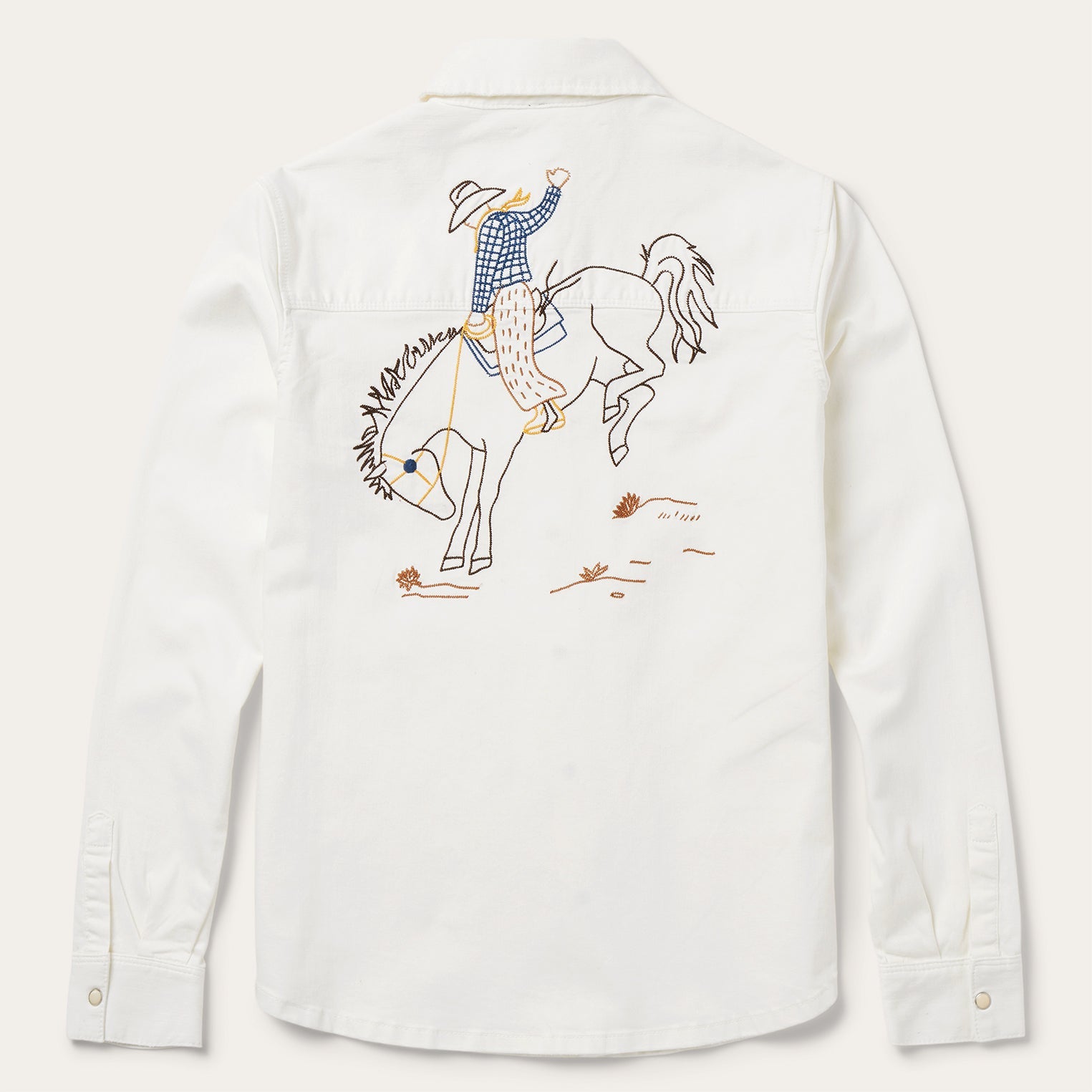 Western Embroidered Denim Shirt White | Stetson Women