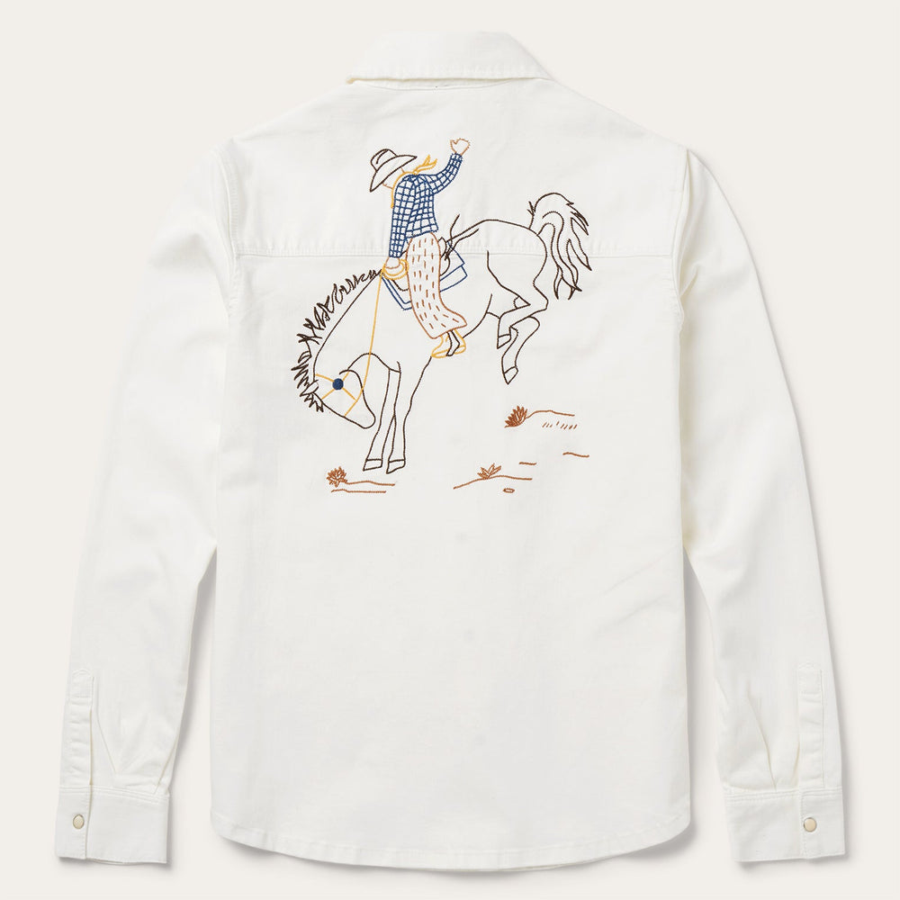 Western Embroidered Denim Shirt White | Stetson Women