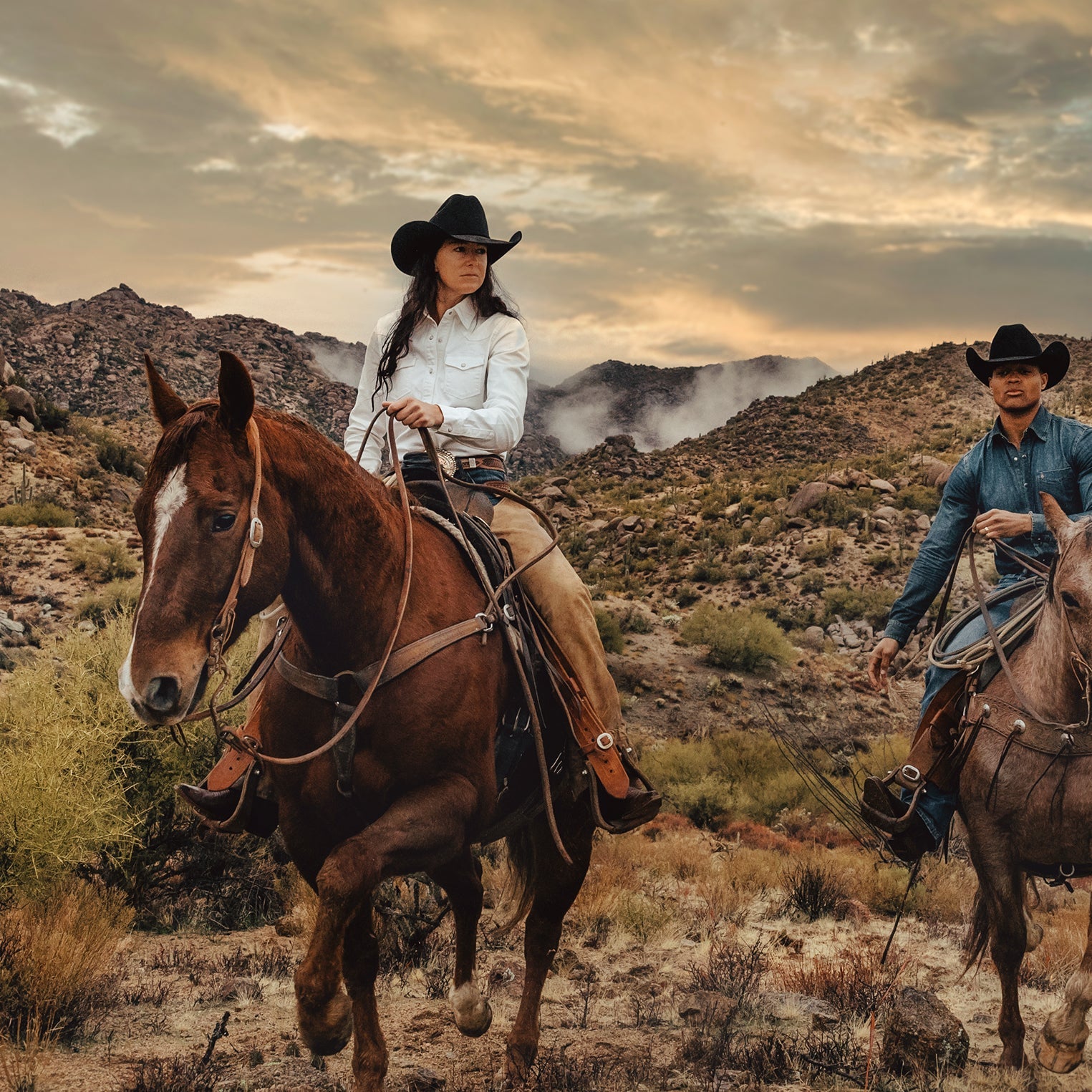 Western Embroidered Denim Shirt White | Stetson Women