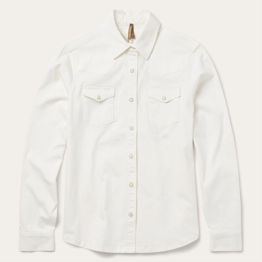 Western Embroidered Denim Shirt White | Stetson Women