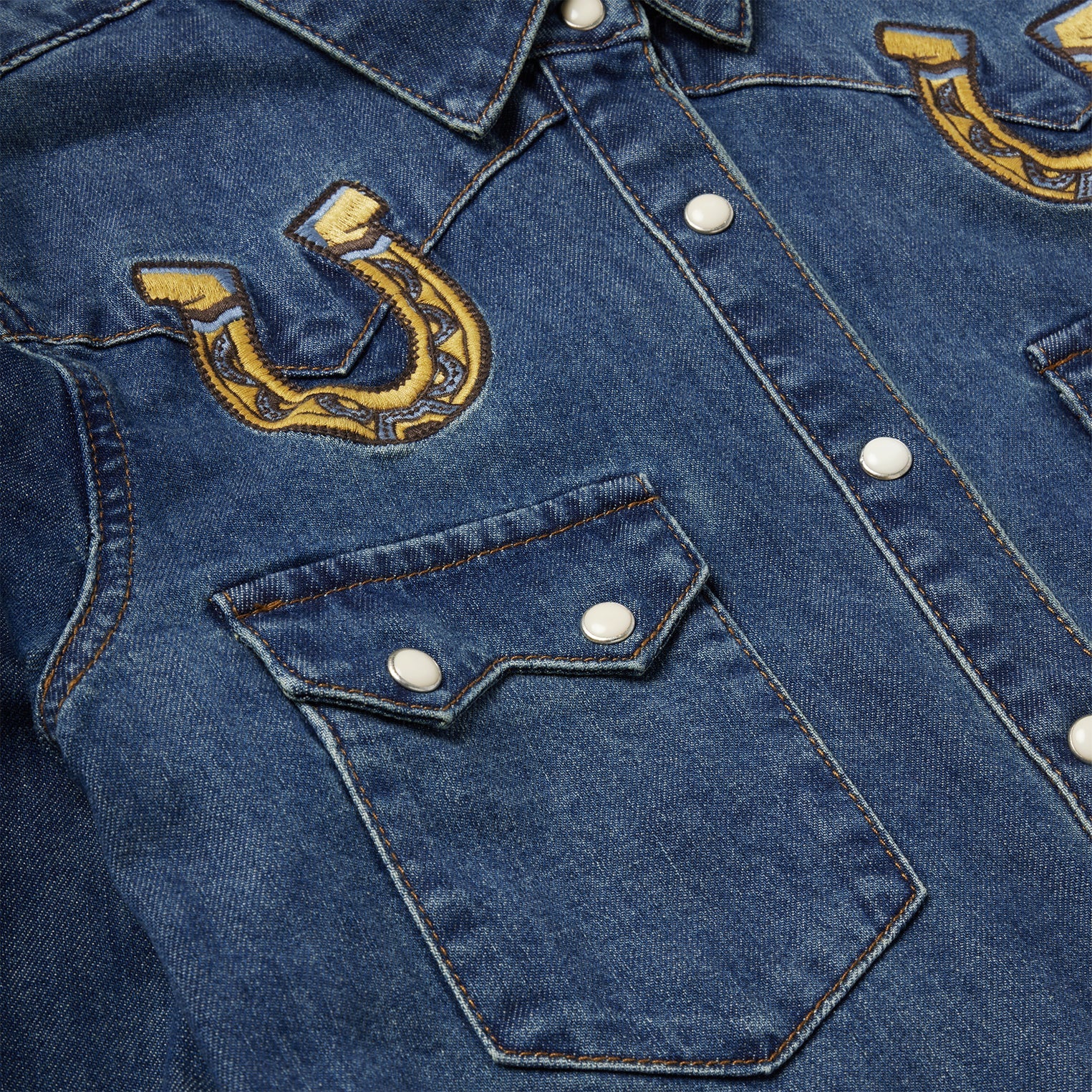 Embroidered Dark Denim Western Shirt Blue | Stetson Women