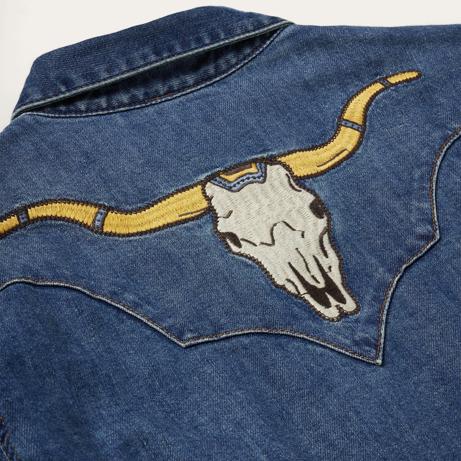 Embroidered Dark Denim Western Shirt Blue | Stetson Women