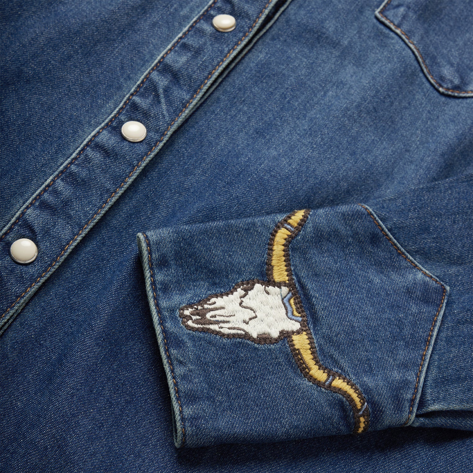 Embroidered Dark Denim Western Shirt Blue | Stetson Women
