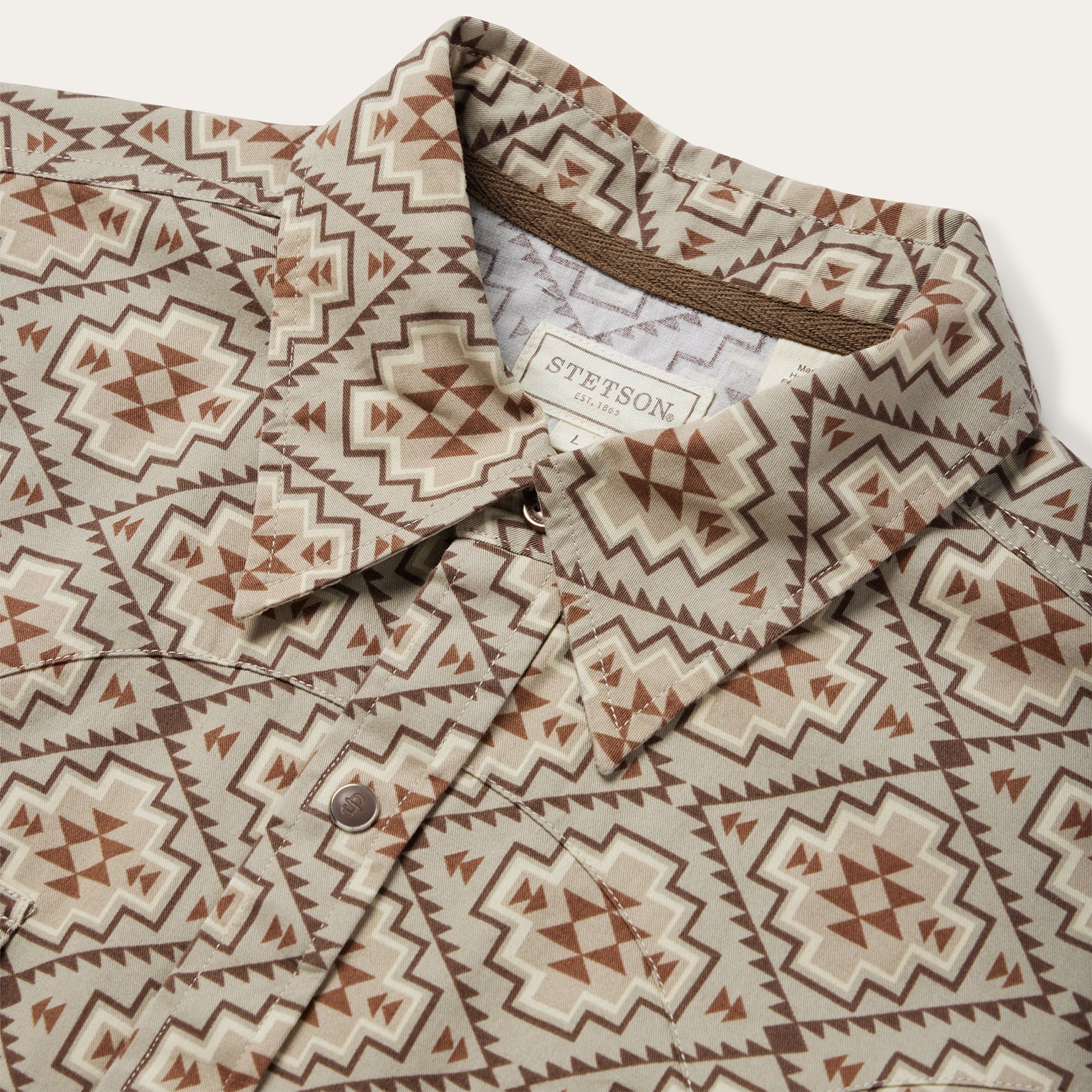 Brown Aztec Poplin Western Shirt Brown | Stetson Men