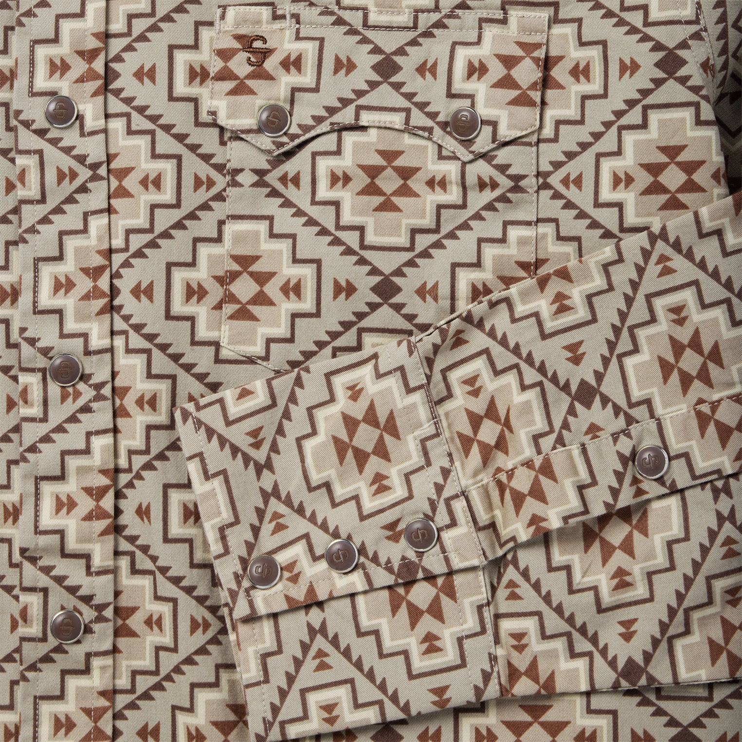 Brown Aztec Poplin Western Shirt Brown | Stetson Men