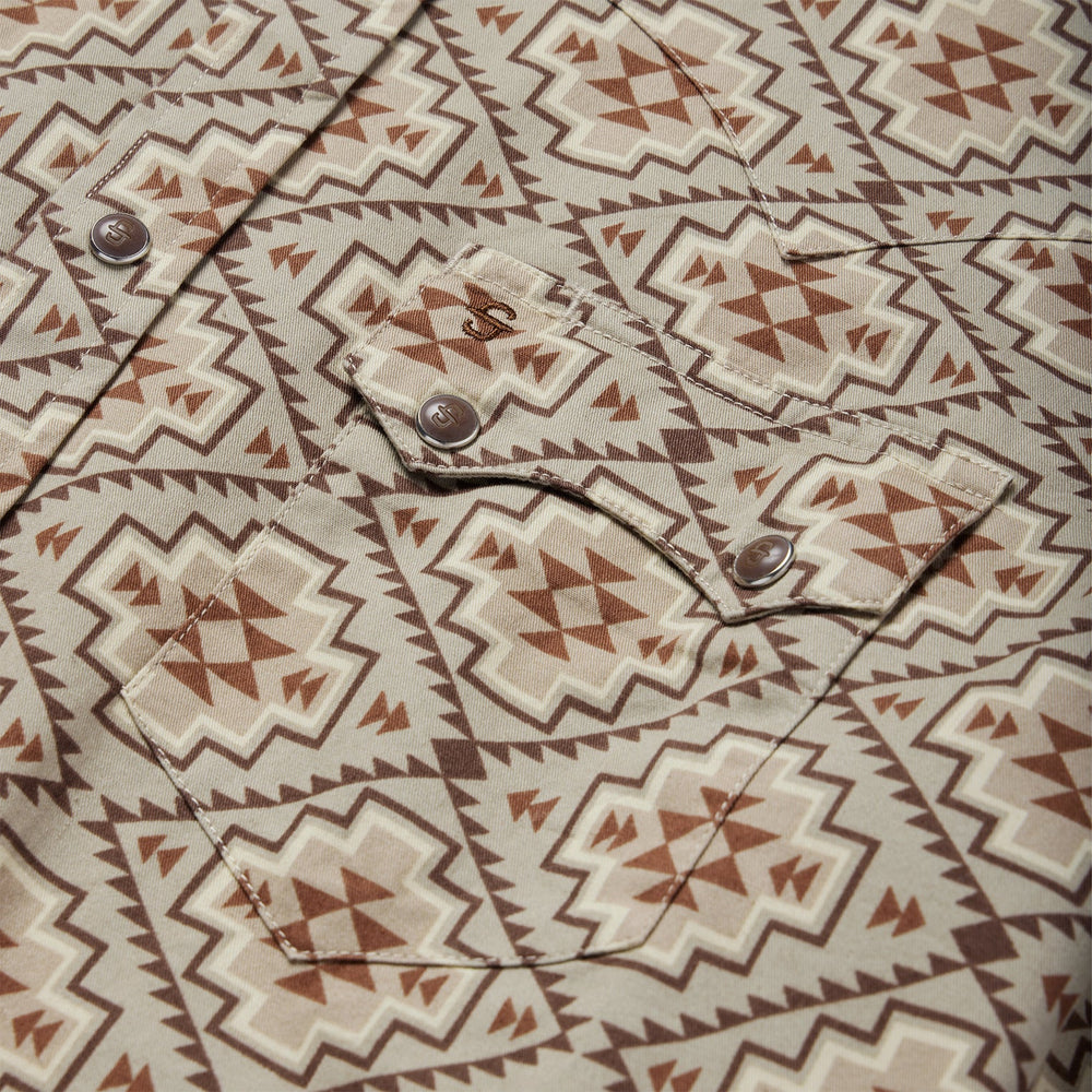 Brown Aztec Poplin Western Shirt Brown | Stetson Men