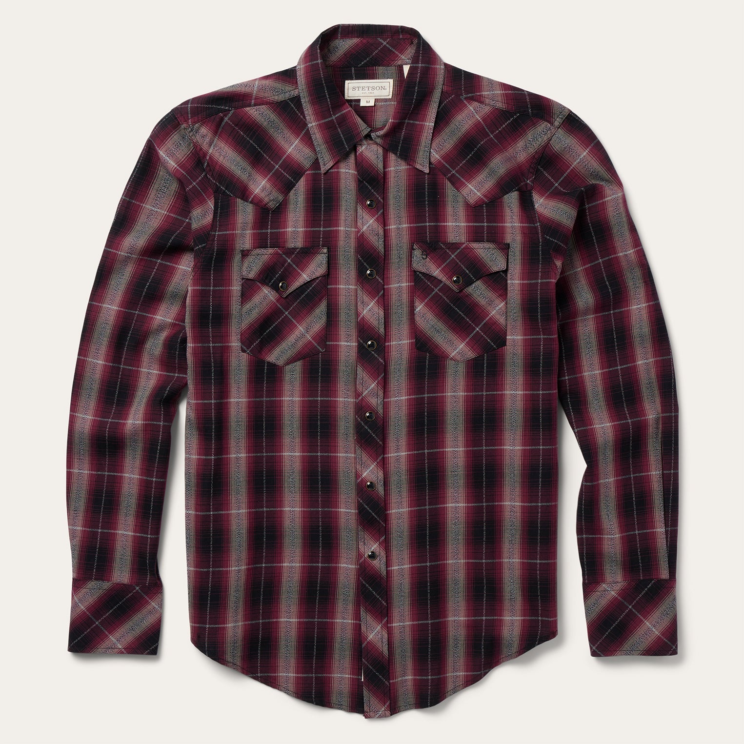 Red Marl Plaid Western Shirt Red | Stetson Men